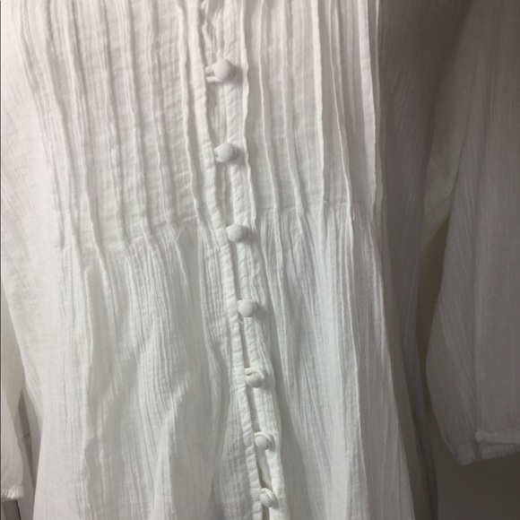 a.n.a. A NEW APPROACH White Lacy Sheer Buttondown - Picture 3 of 8
